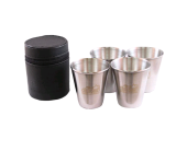 Рюмка &quot;СЛЕДОПЫТ&quot; малая (35мл) в кожаной тубе (4 шт)