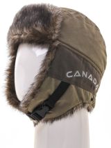 Шапка ушанка зимняя Канада цвет Хаки ткань Finlandia (Размер 56-58 )