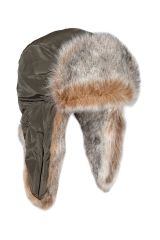 Шапка ушанка зимняя Евро Волк цвет Хаки ткань Taslan (Размер 56-58 )