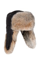 Шапка ушанка зимняя Евро Волк цвет Черный ткань Taslan (Размер 56-58 )