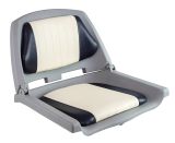 Кресло складное мягкое пластик/подушки (бело-синее)