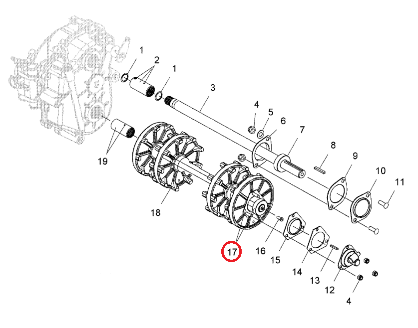 Подшипник вала привода трака Widetrak LX Polaris CS205LLU 25,4 мм