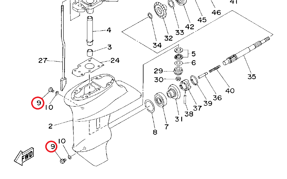 Винт сливной редуктора ПЛМ Yamaha (90340-08014)