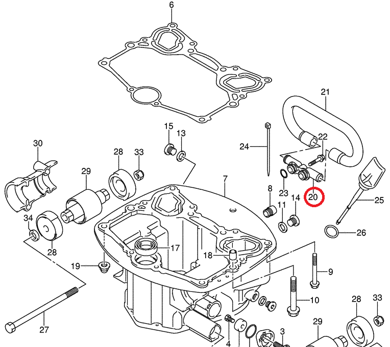 Труба выхлопная DF20/DF25 Suzuki