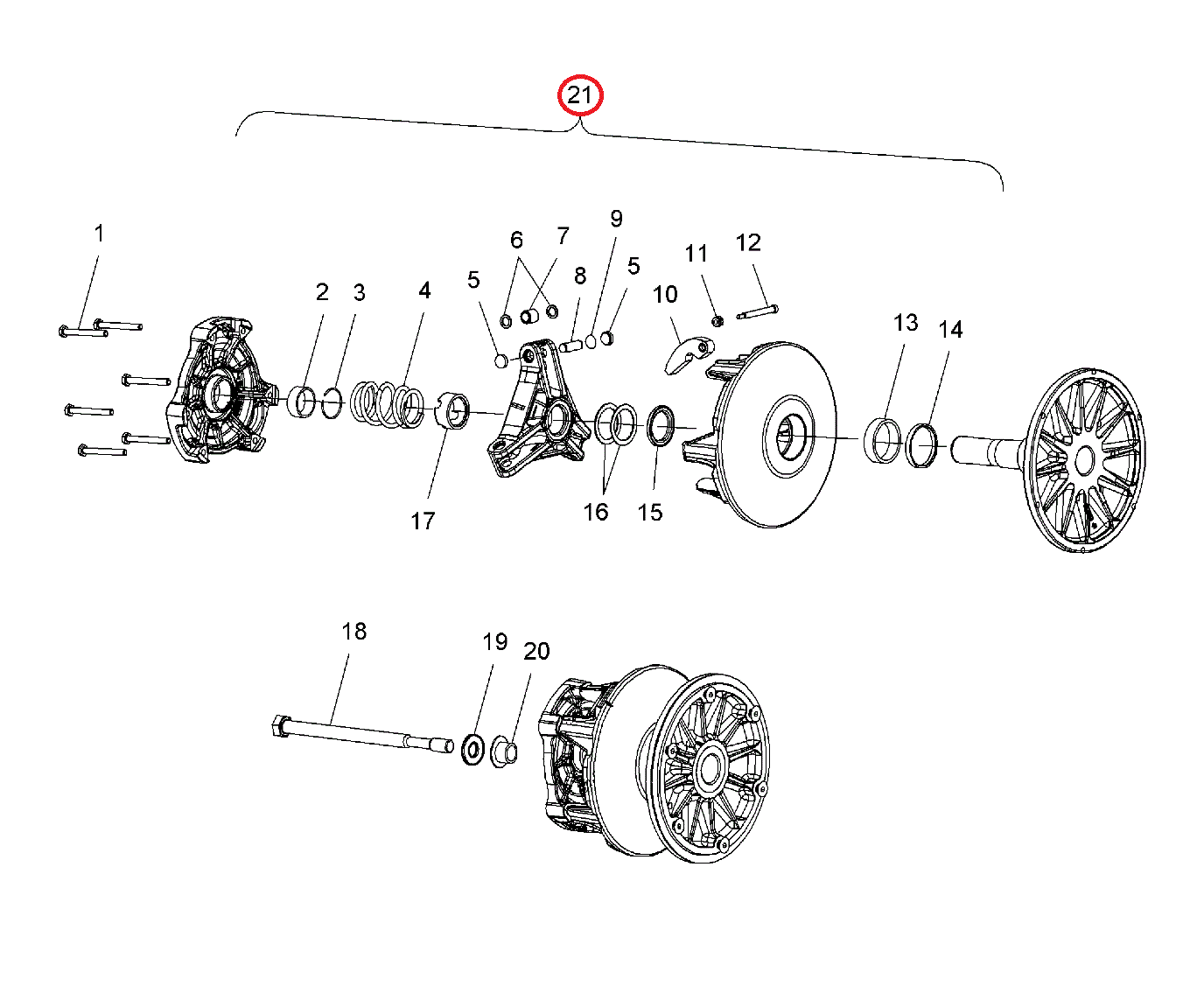 Вариатор ведущий в сборе WT IQ Polaris